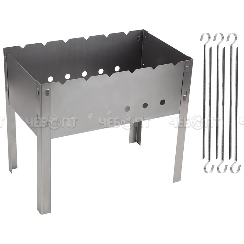 Мангал ECOS сборно-разборный (ДШВ 400х240х350 мм) х/к сталь толщина 0,50 мм +6 шампуров арт. 008480 [10] СКРАП. ЧЕБОПТ.