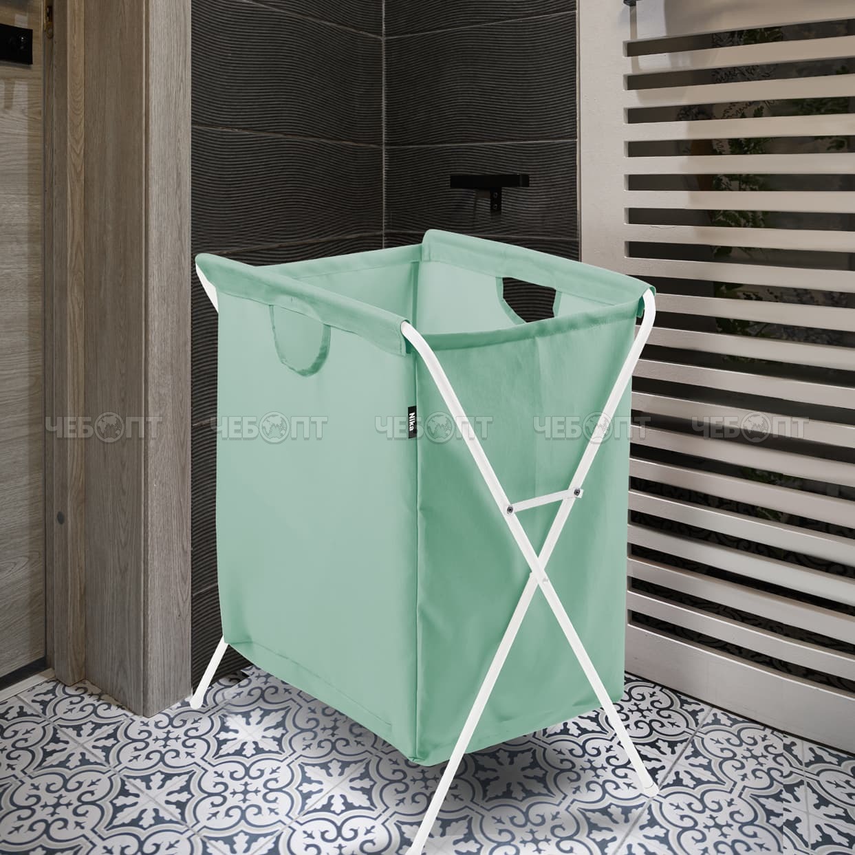 Корзина-мешок для белья на металлокаркасе 530*390*620мм арт. КБМ1/М NIKA [10] . ЧЕБОПТ.