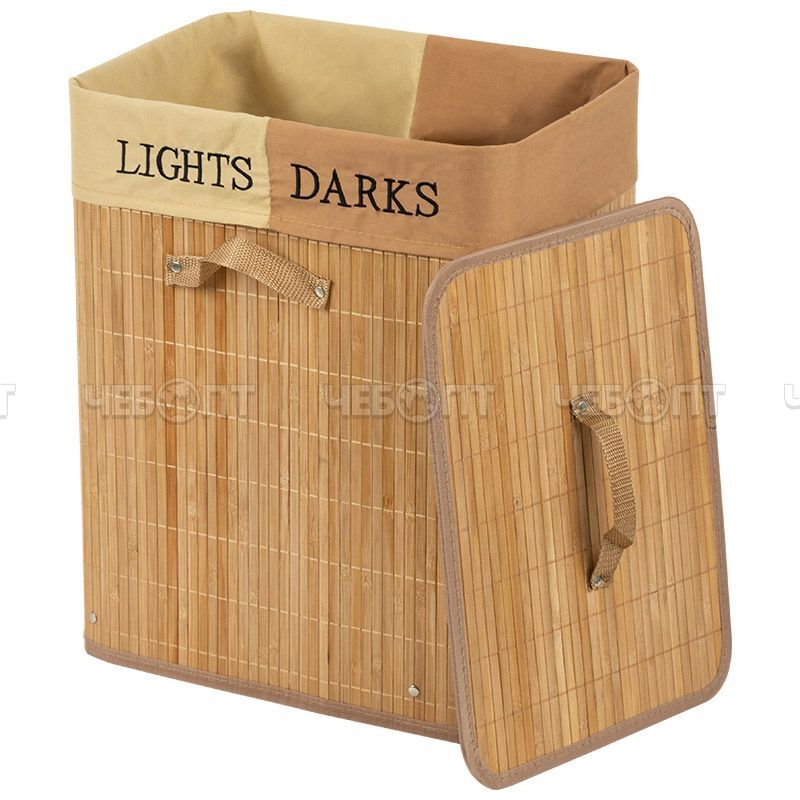 Корзина для белья 60 л БАМБУК прямоугольная с крышкой арт. 104495 [12] СКРАП. ЧЕБОПТ.