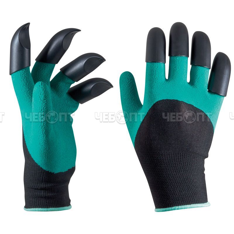 Перчатки рабочие нейлоновые с когтями для огорода GG-8 арт. 003657 [12/120] СКРАП. ЧЕБОПТ.