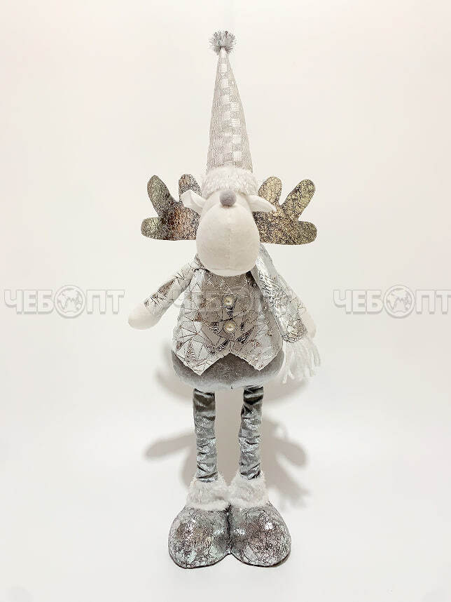 Фигурга новогодняя ОЛЕНЬ на телескопических ножках h - 60 см арт. YW6802-60C $ [96] GOODSEE. ЧЕБОПТ.