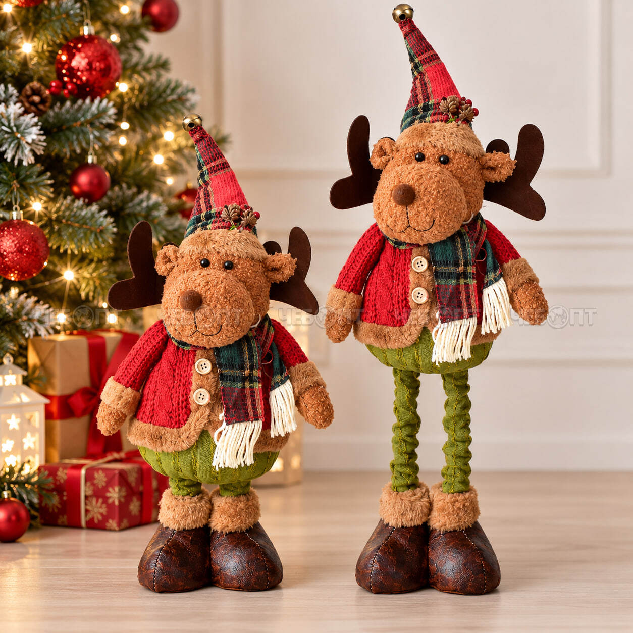 Фигурка новогодняя ОЛЕНЬ на телескопических ножках h - 60 см арт. HYS95854C $ [72] GOODSEE. ЧЕБОПТ.