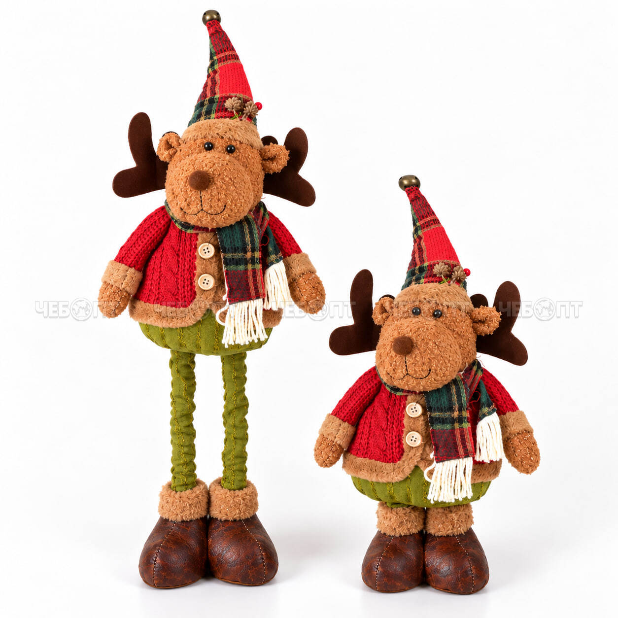 Фигурка новогодняя ОЛЕНЬ на телескопических ножках h - 60 см арт. HYS95854C $ [72] GOODSEE. ЧЕБОПТ.