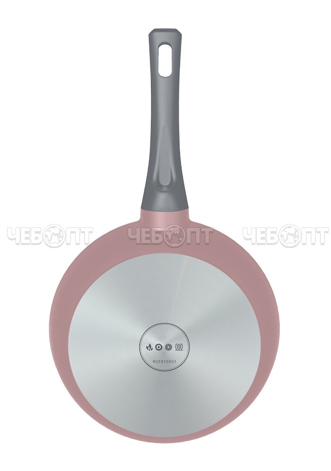 Сковорода алюминиева антипригарная 26 см TESORO FLORENCE INDUCTION TOTAL PINK, без крышкой, высота стенки 63 мм, съем. ручка арт. TF1626tpi [10] НЕВА. ЧЕБОПТ.
