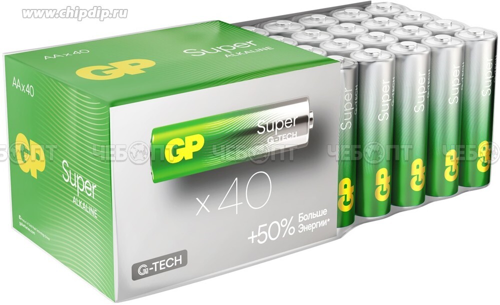 Батарейки алкалиновые GP SUPER G-TECH 15A LR6/316/AA пальчиковые, в спайке 10 шт арт. 913583 [40/480]. ЧЕБОПТ.