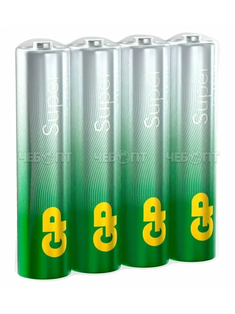 Батарейки алкалиновые GP SUPER G-TECH 24A LR03/286/AAА мизинчиковые, в спайке 4 шт арт. 913587 [40/800]. ЧЕБОПТ.