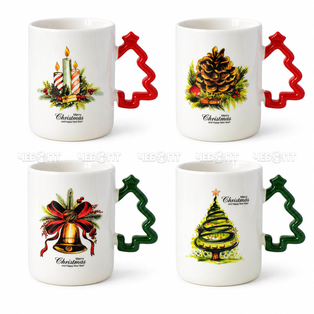 Кружка керамическая 420 мл MERRY CHRISTMAS, цвета в ассортименте арт. 301021/TX9516 $ [48] GOODSEE. ЧЕБОПТ.