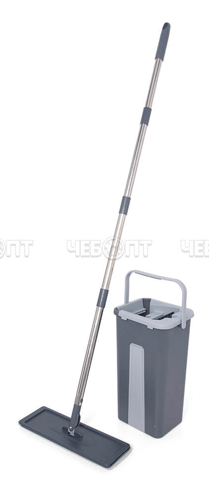 Набор для уборки: швабра с ведром и отжимом MOP 32,5*22*11 см (насадка из микрофибры, телескоп. черенок 114 см) арт. 200064/007 $ [6] GOODSEE. ЧЕБОПТ.