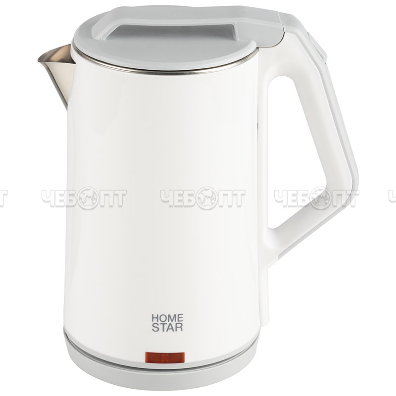 Чайник электрический 1,8 л HOMESTAR HS-1036 дв. корпус пластиковый + нержавеющая сталь, двойная стенка, свет.инд, мощ. 1500 Вт, арт.102750 [12] СКРАП. ЧЕБОПТ.