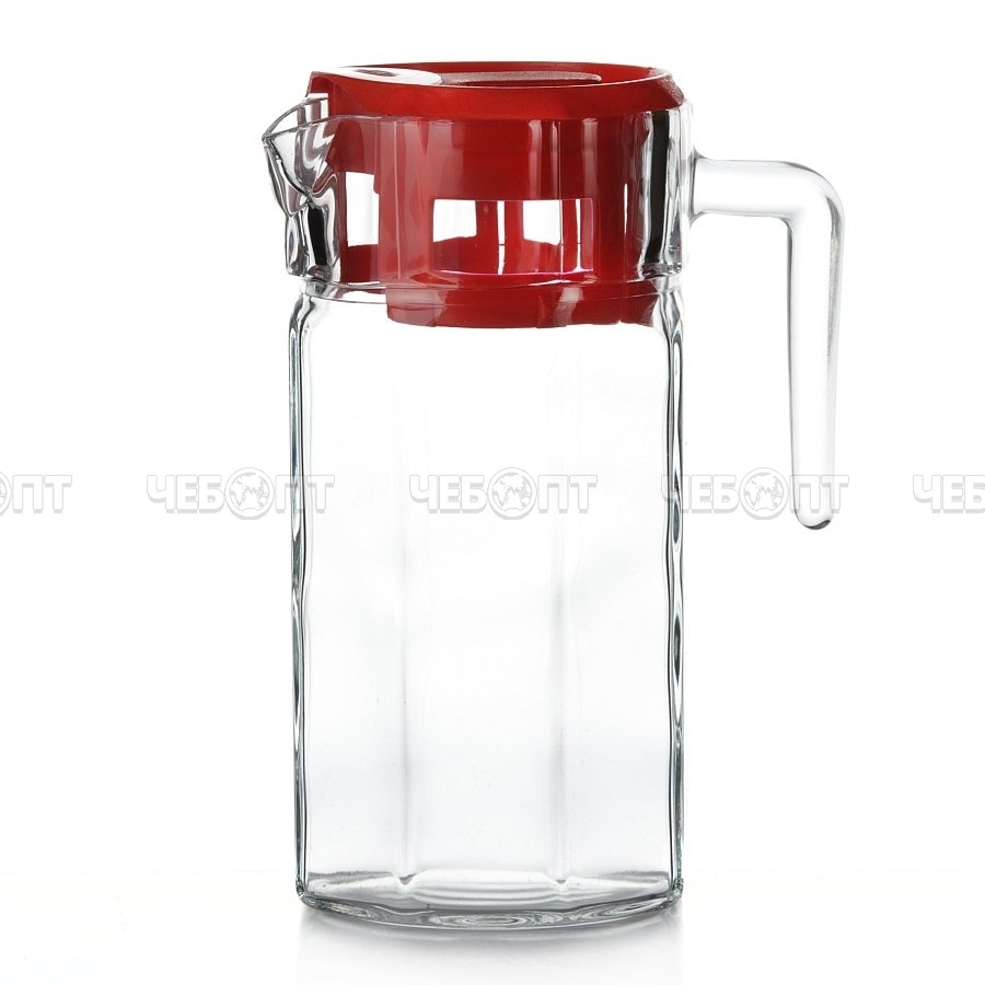Купить кувшин 1250 мл kosem закаленное стекло с красной крышкой арт ...