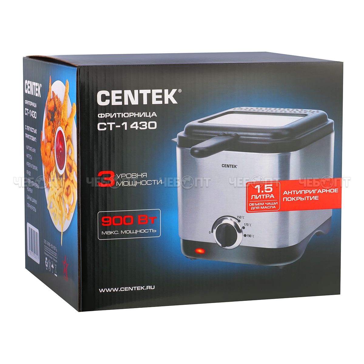 Фритюрница CENTEK CT-1430 стальной корпус, антипригарная чаша, емкость 1,5 л масла мощн. 1500 Вт [6]. ЧЕБОПТ.