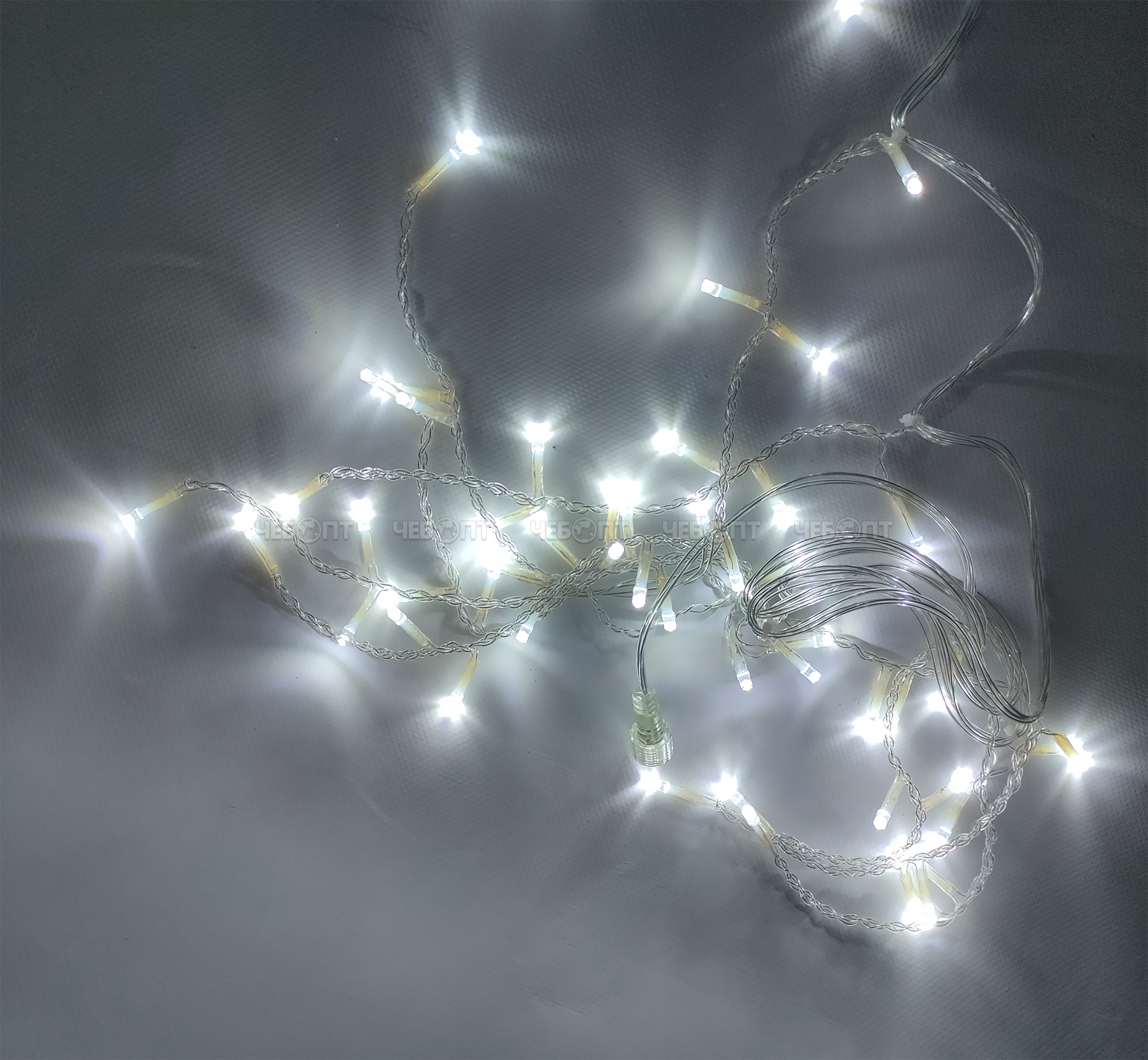 Электрические гирлянды БАХРОМА 100 ламп, свечение - белый, LED IP-54, 8 режимов мигания, прозрачный провод 3 м, арт. 183-279 [8]. ЧЕБОПТ.
